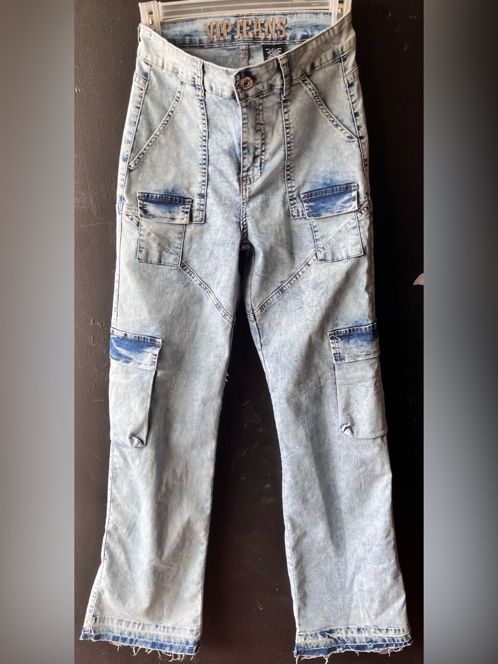 VIP Light Blue Relaxed Cargo Jeans for Men